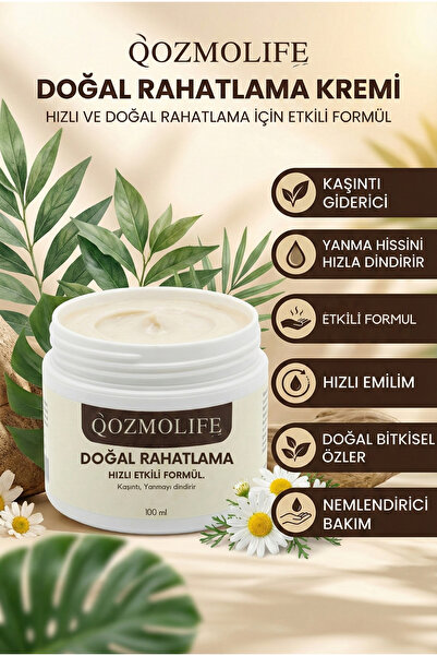 QOZMOLİFE DOĞAL RAHATLAMA KREMİ KAŞINTİ,YANMA,VE AGRIYI DİNDİRİR
