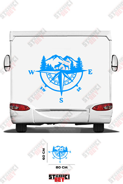 STİCKERCI BEY ملصق للعربات المتنقلة بتصميم الجبل والبوصلة