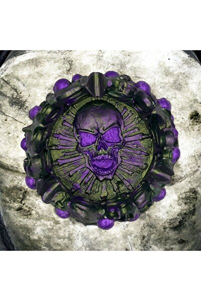 kubdekor Metallic Purple Green Stone Powder Dry Head Ashtray Object Home & Office Decoration Product