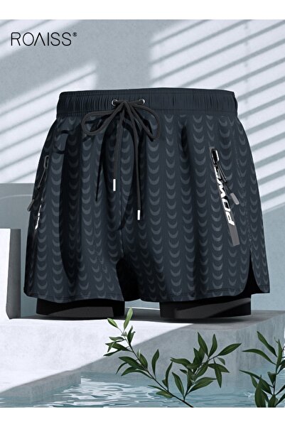 ROAISS شورت سباحة رجالي، ملابس شاطئ، ملابس رياضية سريعة الجفاف، بنطلونات شاطئ...