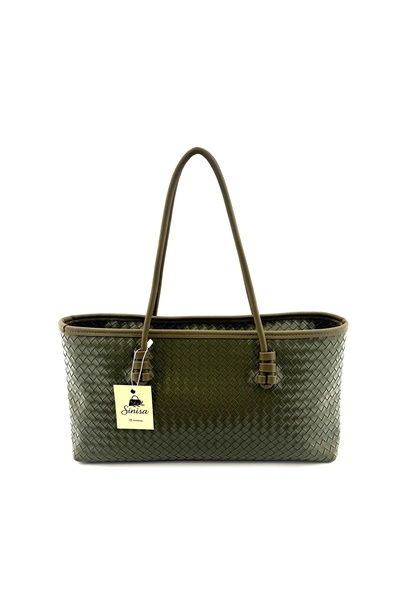 SİNİSA BAG Women's Knitted Patterned Faux Leather Hand and Shoulder Bag Styli...