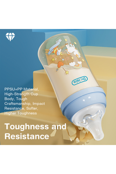 dr.Isla 240ML PPSU Baby Bottle Double Handle Infant Drop-proof Baby Wide-caliber Newborn Feeding Bottle