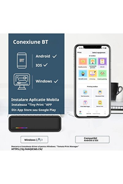 VALA X9 Portable A4 Thermal Printer, Bluetooth & USB, 2500mAh, Black