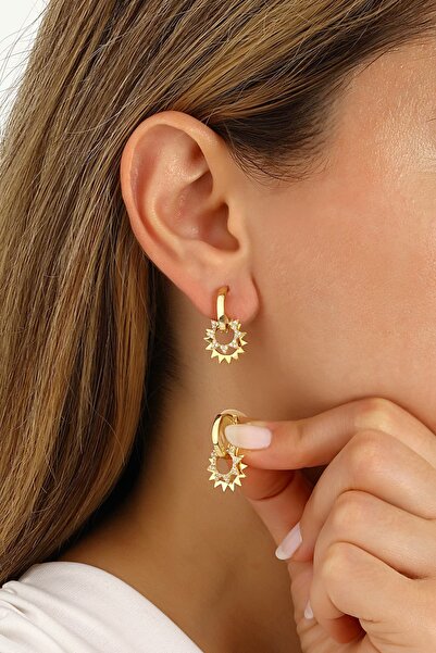 MySilvers Gümüş Halka Güneş Küpe