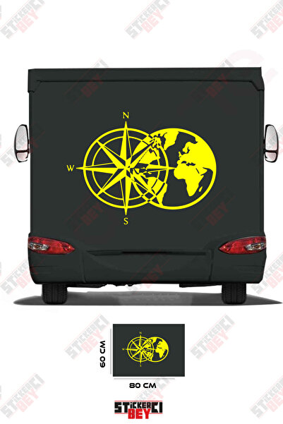 STİCKERCI BEY ملصق تزيين للعربات المتنقلة بتصميم البوصلة والعالم