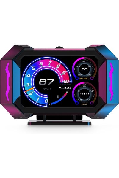 Generic شاشة عرض أمامية للسيارة، عداد سرعة OBD2 و GPS بنظام مزدوج، عداد سرعة ...