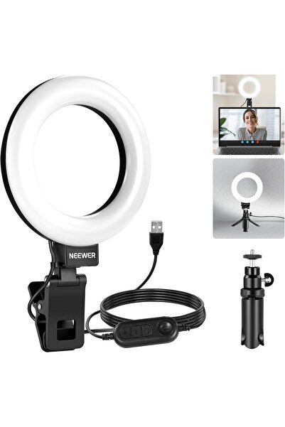 NEEWER مصباح حلقي أساسي مقاس 5 بوصات (BR60) مزود بمشبك LED مع حامل ثلاثي القو...