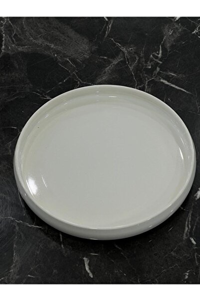 isra kristal Set of 2 Ceramic Round Presentation Cake Plates - White Serving Plate for Two People