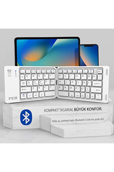 Inca IBK-580BT Katlanabilir Bluetooth Klavye | Sessiz 67 Tuş Mini Taşınabilir iOS/Android/Windows Uyumlu