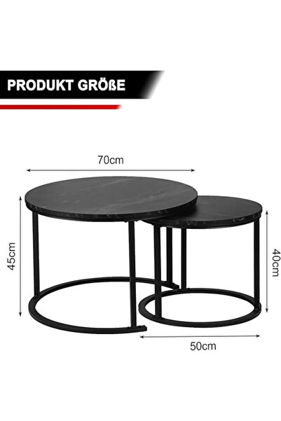 Twinkle Mart Round Marble Nesting Coffee Tables Set