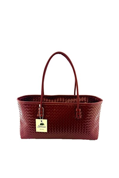 SİNİSA BAG Women's Knitted Patterned Faux Leather Hand and Shoulder Bag Styli...