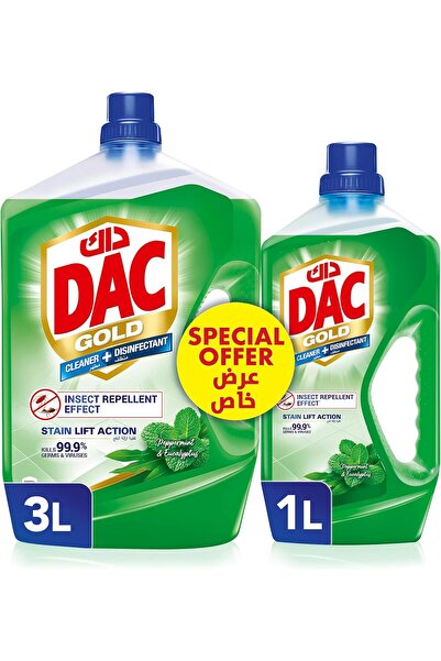 DAC مطهر سائل متعدد الأغراض من جولد، برائحة النعناع والأوكالبتوس، 3 لتر + 1 لتر