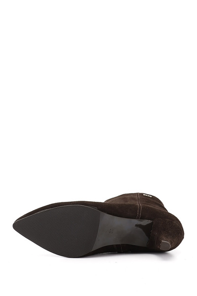 GÖNDERİ(R) Women's Brown Suede Zippered Pointed Toe Genuine Leather Boots