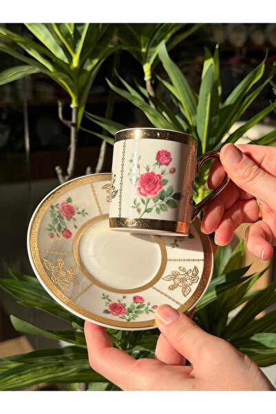 Onedekor طقم فناجين قهوة بورسلين فلورا نوبل مكون من 6 قطع