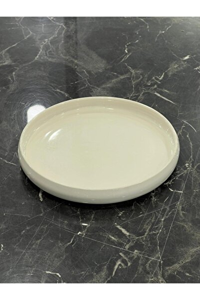 isra kristal Set of 2 Ceramic Round Presentation Cake Plates - White Serving Plate for Two People