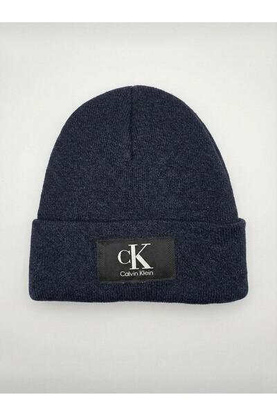 Calvin Klein Striped wool blend hat, Unisex, One Size, Navy Blue