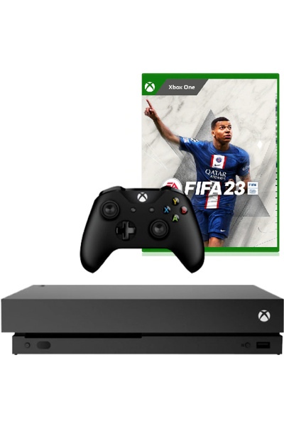 MICROSOFT Xbox One X Console, 1TB, Black + Controller Second-Hand + FIFA 23