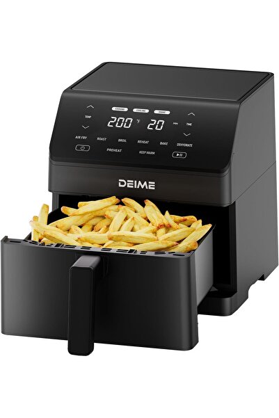 DEIME Hot air fryer 6.5 liters, 12 programs, 360° double heating with large capacity