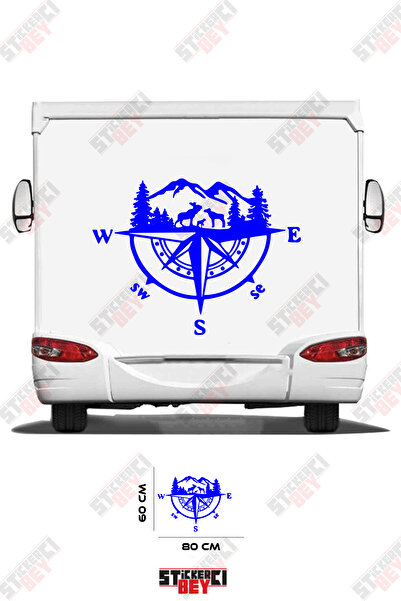 STİCKERCI BEY ملصق للعربات المتنقلة بتصميم الجبل والبوصلة