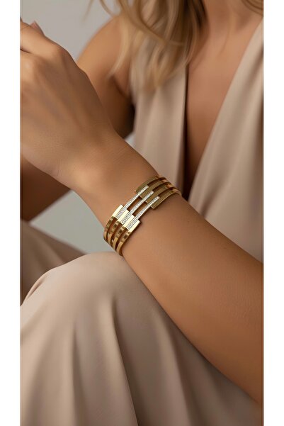 İNN JEWELLERY Steel Bracelet Tarnish-Free Antiallergic Ribbed Design (2 Years Importer Warranty)