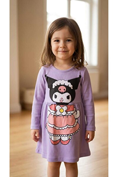 Uslukids KIZ ÇOÇUK KROMİ BASKILI ELBİSE