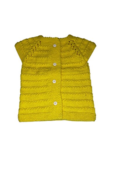 Pafuli Hand Knitted Waterway Patterned Baby / Child Vest Yellow (0-1 Years Old)