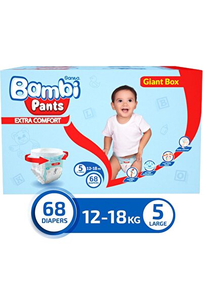 Sanita Bambi Pants GIANT Box, Size 5, X Large 12-18 KG, 68 Count