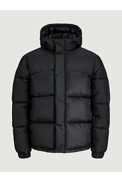 Jack & Jones Men's jacket, UNION PUFFER, with detachable hood, Black