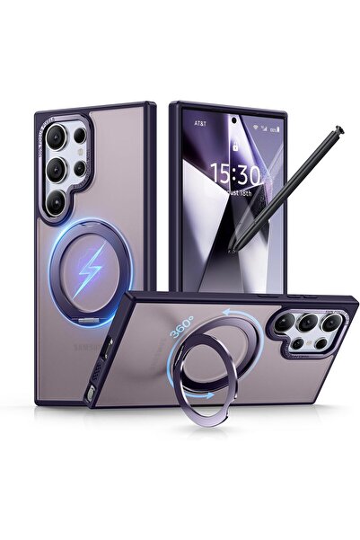 KASTWAVE جراب لهاتف Samsung Galaxy S24 Ultra - حامل حلقي مغناطيسي قابل للدورا...