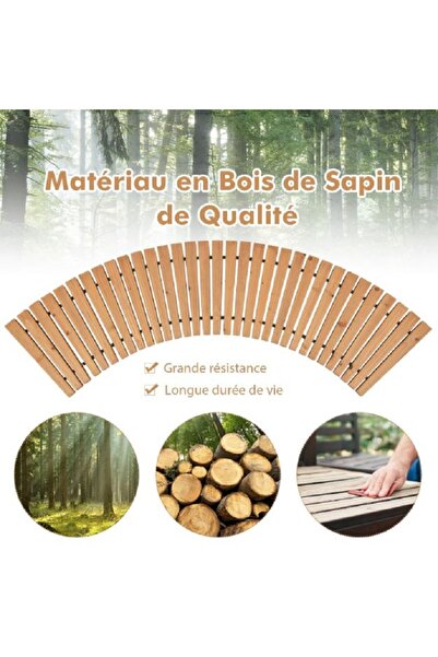 COSTWAY Curved wooden garden path, decorative path with non-slip surface, 216 x 43 cm, natural