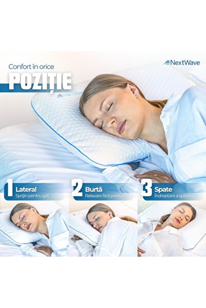 NEXTWAVE NextWave orthopedic pillow, gel memory foam, removable cover with 2 thermal zones