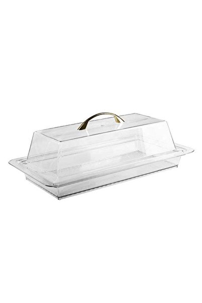 Trust Acrylic Cake Server With Lid Clear/Gold 40CM