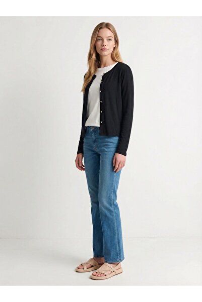 BUSEM Kadın İnce Triko Hırka Siyah