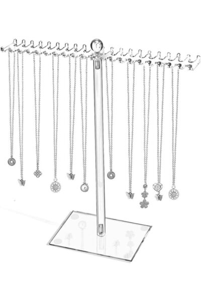 NALACAL حامل قلادات أكريليك - منظم مجوهرات شفاف مع 42 خطافًا