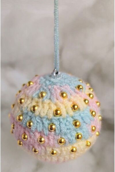 Amma Design Hand-crocheted globe on polystyrene base, 9x9 cm