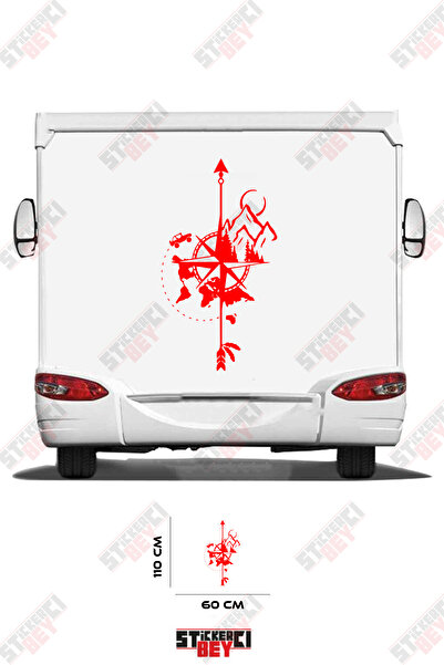 STİCKERCI BEY ملصق تزيين للعربات المتنقلة بتصميم البوصلة والطبيعة