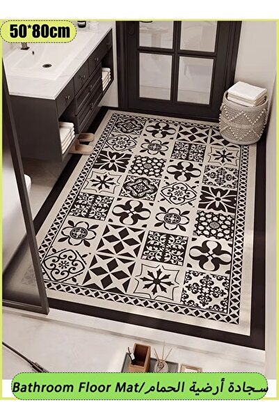 Generic 50*80cm Bathroom Anti-Slip Mat Diatom Mud Bath Mat Absorbent Floor Carpet Shower Rug