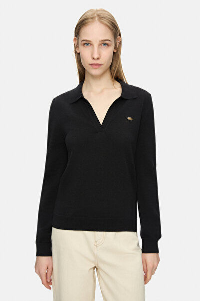 UCLA Irene Black Polo Neck Knitwear Metal Logo Standard Fit Women's Knitwear