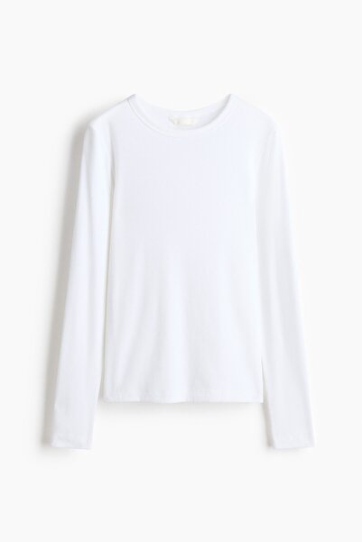 H&M Pamuk Karışımlı ve Ribanalı Üst