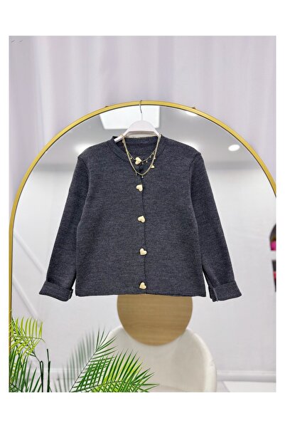 YEDİLALE Heart Buttoned Knitwear Cardigan Flawed Skirt Double Set [Cardigan Std Size, Skirt Size Included]