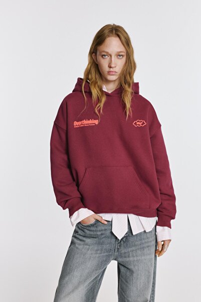 Pull & Bear Overthinking graphic hoodie