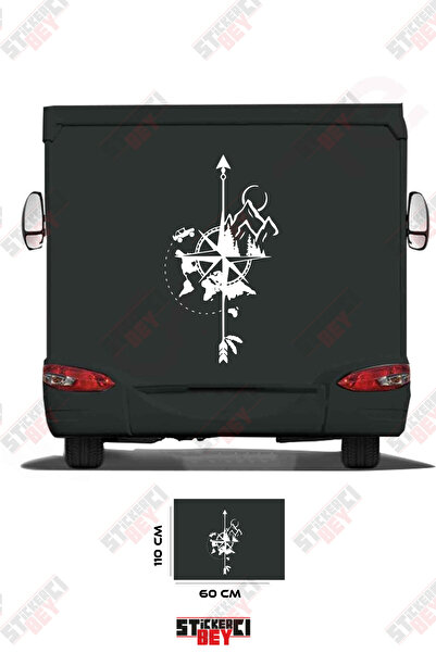 STİCKERCI BEY ملصق تزيين للعربات المتنقلة بتصميم البوصلة والطبيعة