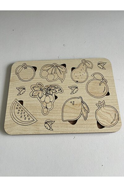 Krem Renk 3 mm MDF Ahşap Meyve Puzzle – | 16.5×12 cm | Eğitici Ahşap Puzzle
