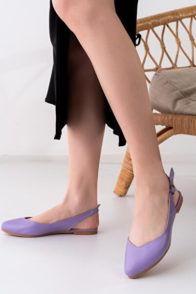 asmi shoes Women's Misty Lilac Open Back Pointed Toe Daily Ballet Flats
