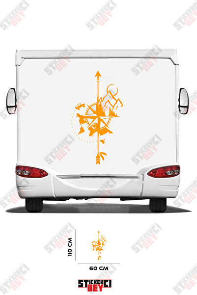 STİCKERCI BEY ملصق تزيين للعربات المتنقلة بتصميم البوصلة والطبيعة
