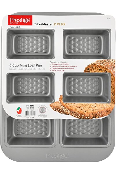 Prestige Bakemaster Mini Loaf Pan 6 Cup PR51304, Grey, Carbon Steel