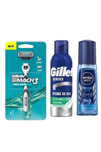 Gillette Mach3 Tıraş Makinesi - Tıraş Köpüğü - Deodorant Set