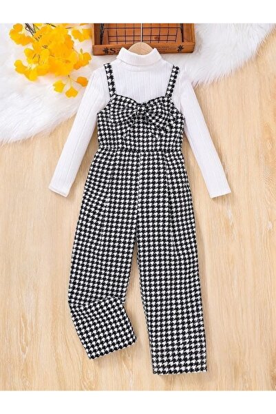 shop Pantaloni salopetă pentru fete, set de 2 piese, combinație