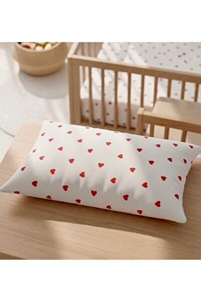 Sahra İpek 100% Cotton Heart Patterned Pillowcase, Size 50X70