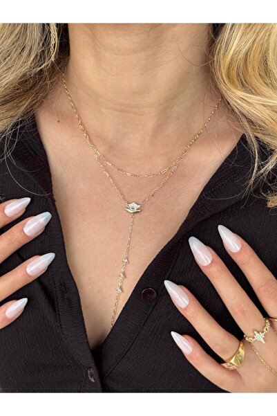 LEROSY CO. قلادة متدلية من حجر الزركون على شكل زهرة اللوتس والمثلث – ذهب من الفولاذ المقاوم للصدأ